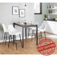 Lumisource B25-MARCEL BKVW2 Marcel Contemporary Counter Stool in Black Metal and White Velvet - Set of 2